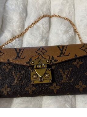 Louis Vuitton Brown & Tan Monogram Chain Clutch